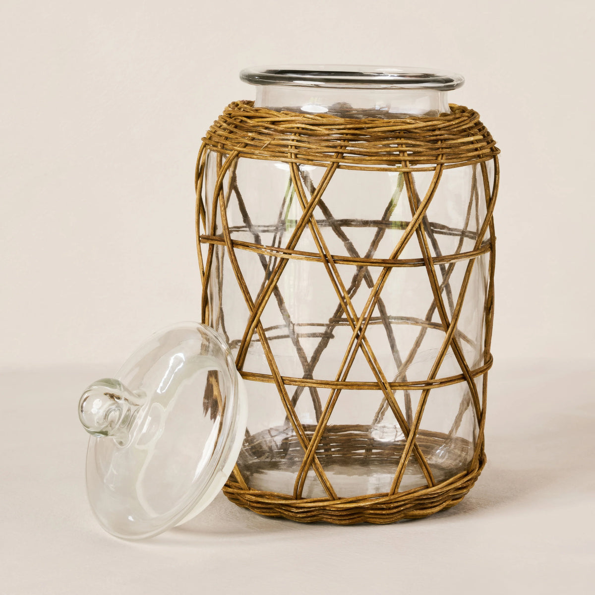 Austin Rattan and Glass Jar with Lid