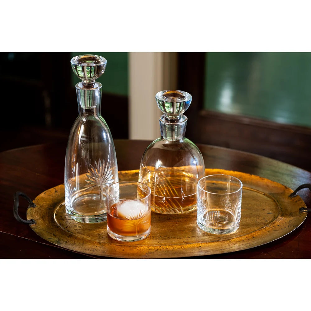 New Orleans Double Old Fashioned, clear with criss-cross design