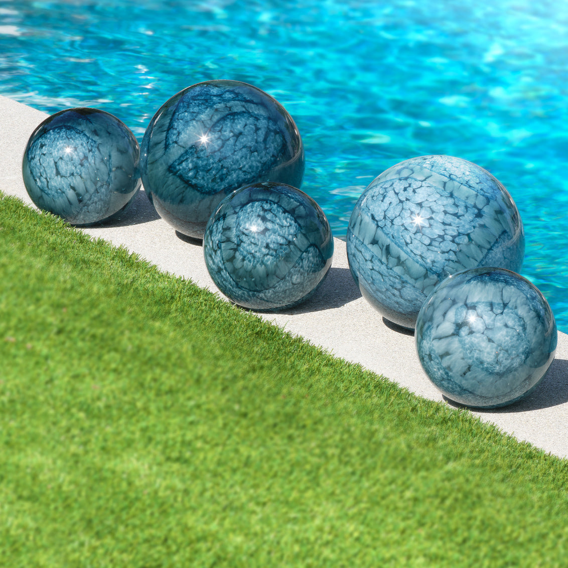 Cosmos Glass Spheres (Set of 2)- Indigo