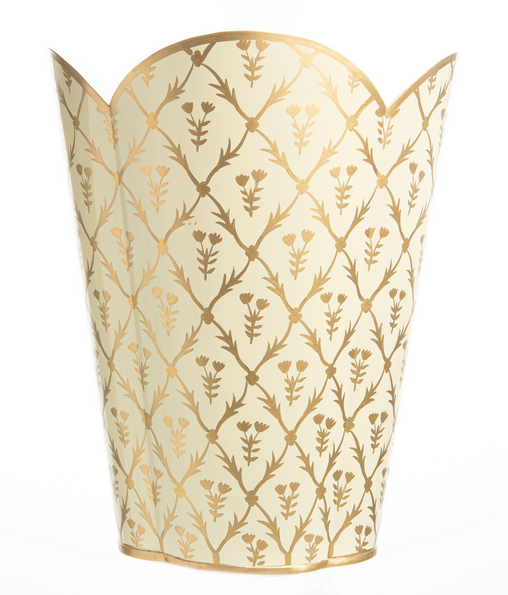 Ivory & Gold Tulip Wastepaper Basket & Tissue (2 Options)