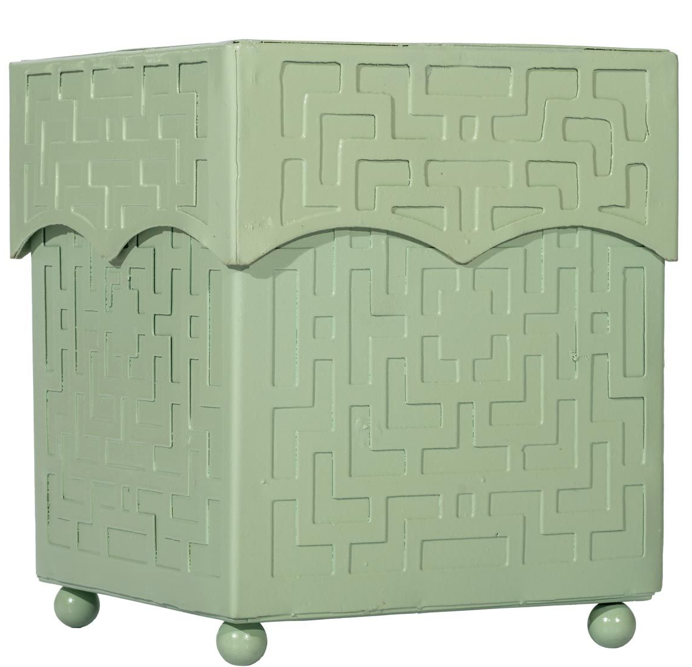Dark Celadon Fretwork Wastepaper Basket & Tissue Holder (2 Options)