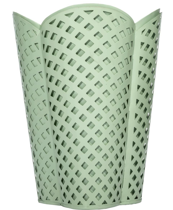 Dark Celadon Lattice Wastepaper Basket & Tissue (2 Options)