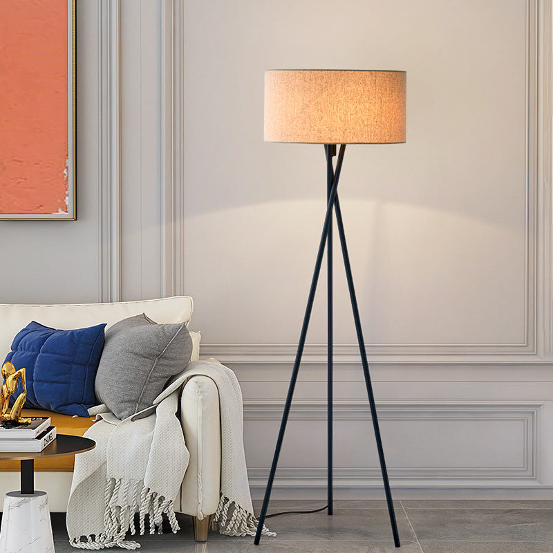 Modern Tripod Floor Lamp with Drum Shade