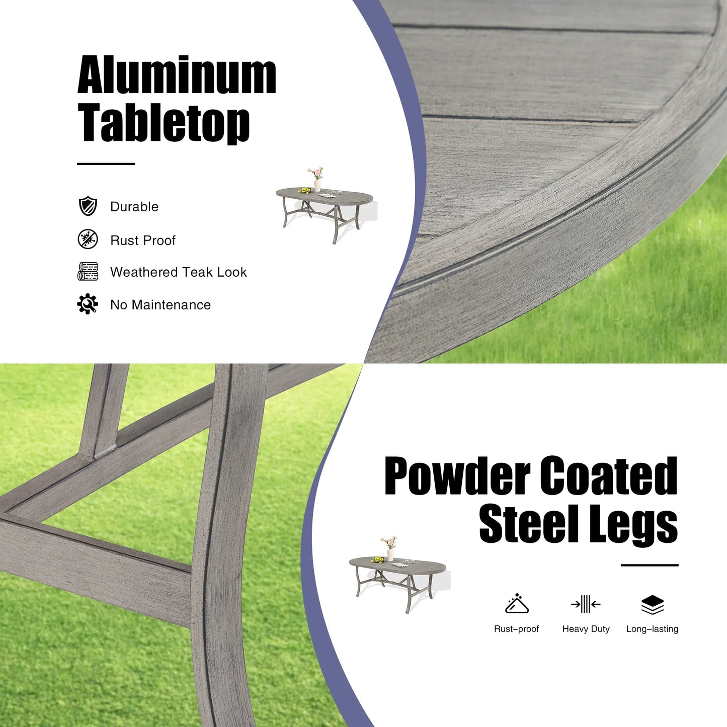 Amario 7-Piece Aluminum Outdoor Oval Dining Set with Sunbrella® Cushions