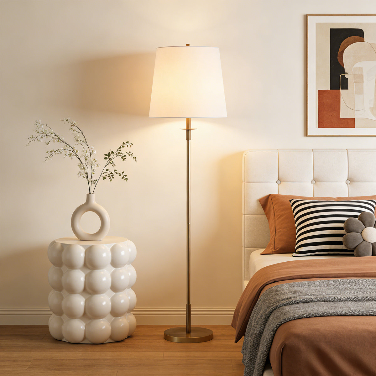 Gold Metal Floor Lamp with Empire Shade