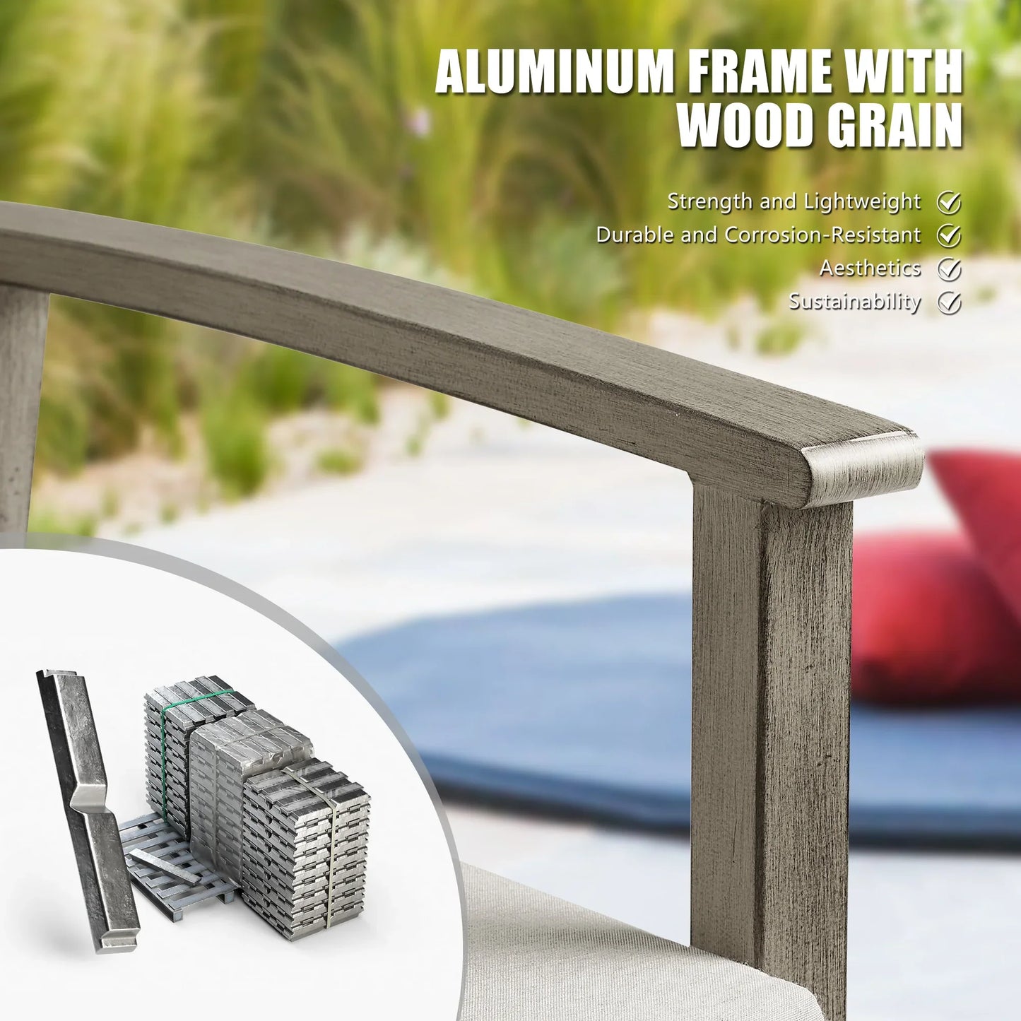 Peak Home Amario Round Outdoor Dining Set with Fixed Chair and Lazy Susan