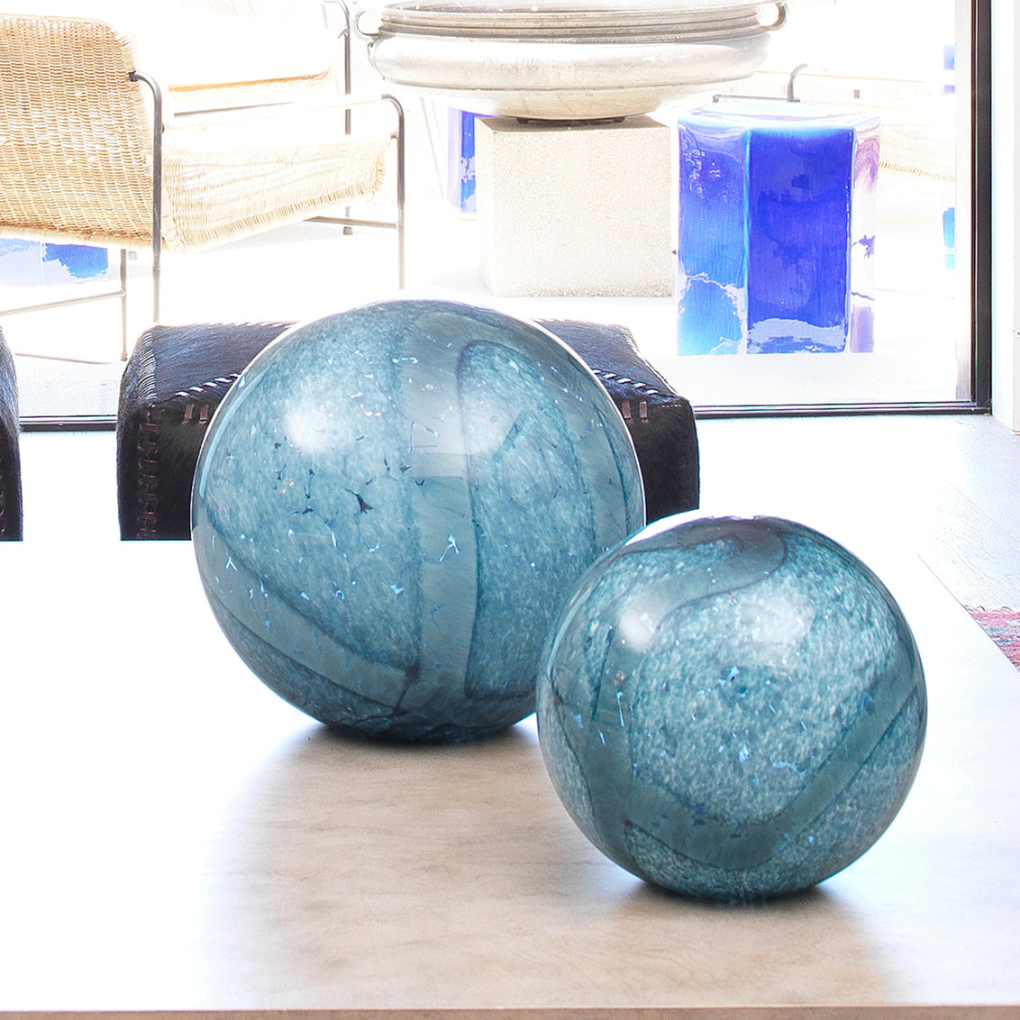 Cosmos Glass Spheres (Set of 2)- Indigo