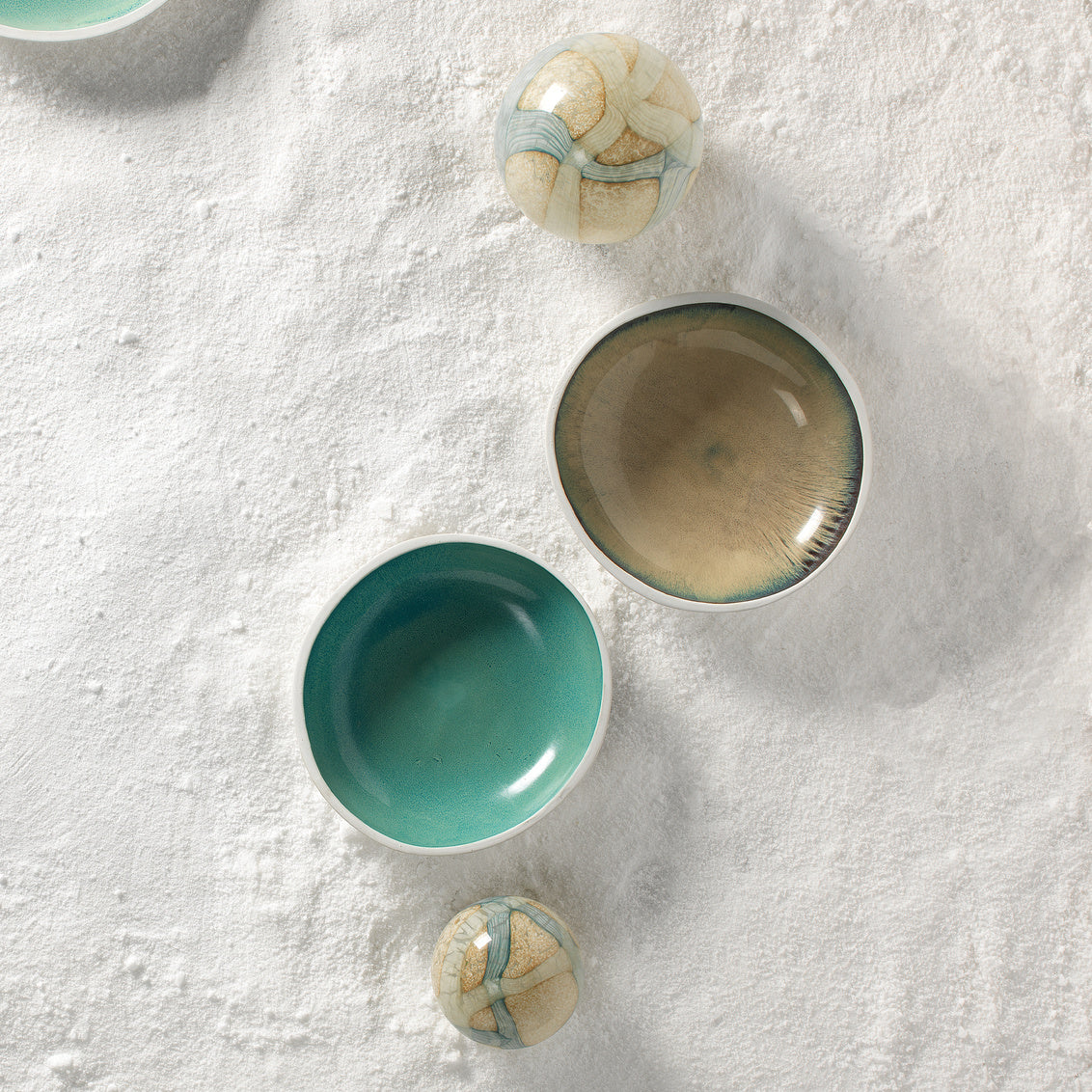 Cosmos Glass Spheres (Set of 2)- Pale Blue