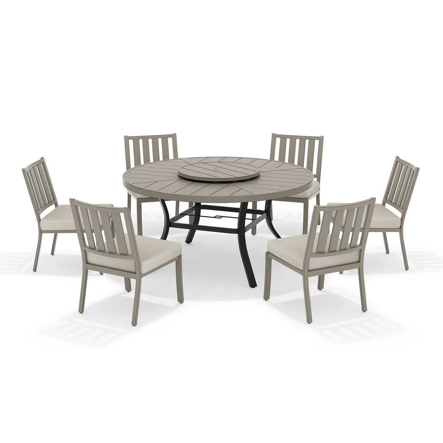 PEAKHOME Azur Patio Round Dining Table Sets With Armless Chair And Sunbrella® Cushions