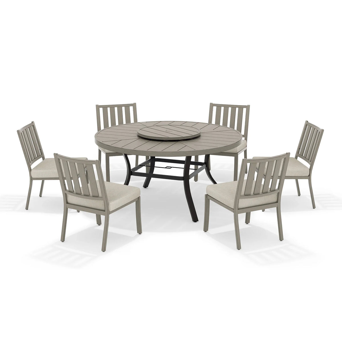 PEAKHOME Azur Patio Round Dining Table Sets With Armless Chair And Sunbrella® Cushions