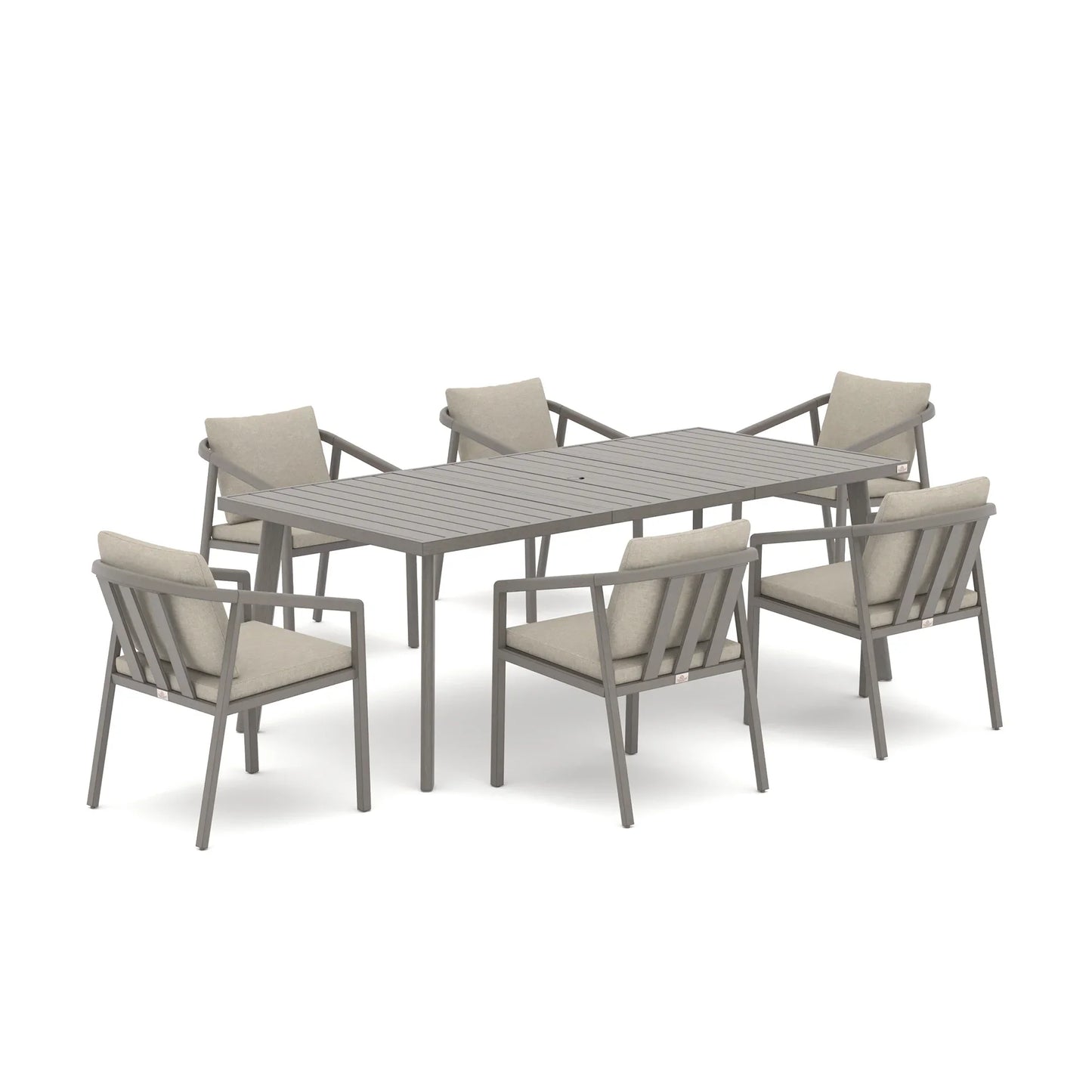 Amalfi Rectangular Aluminum Patio Dining Set with 6 Dining Chairs