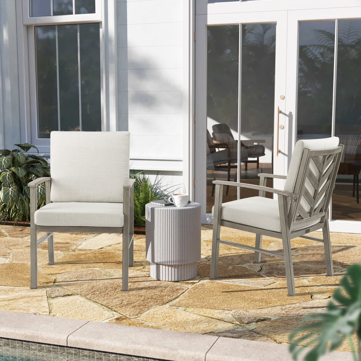 Amario 7-Piece Aluminum Outdoor Oval Dining Set with Sunbrella® Cushions