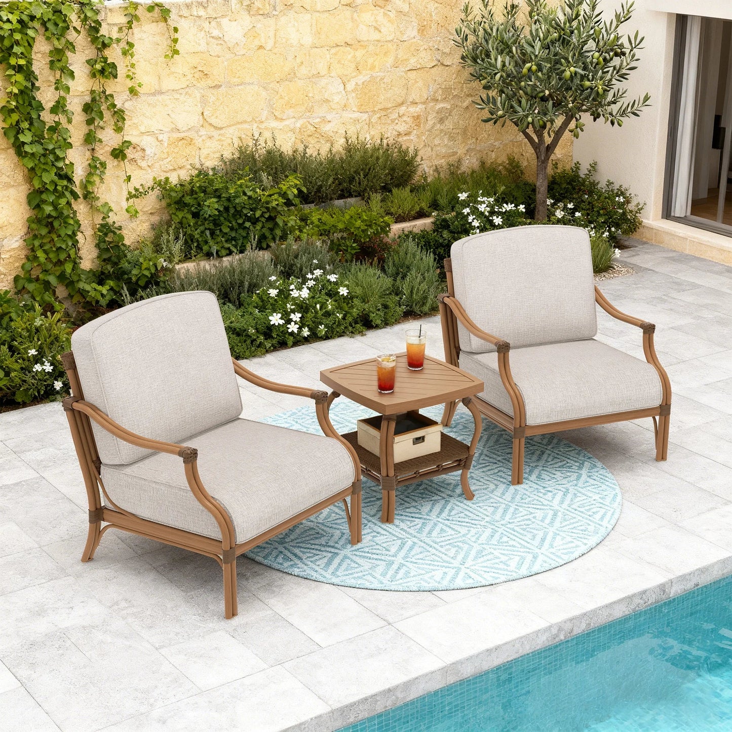Arcadia 2 Patio Lounge Chair and Side Table