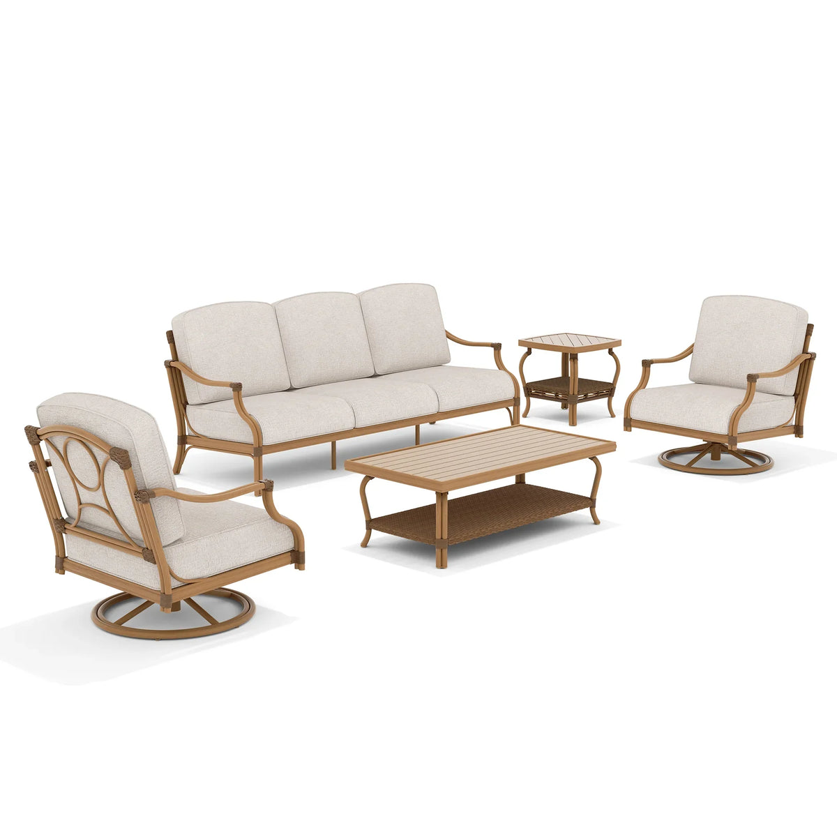 Arcadia 5 Pieces Patio Furniture Sets With Swivel Chairs