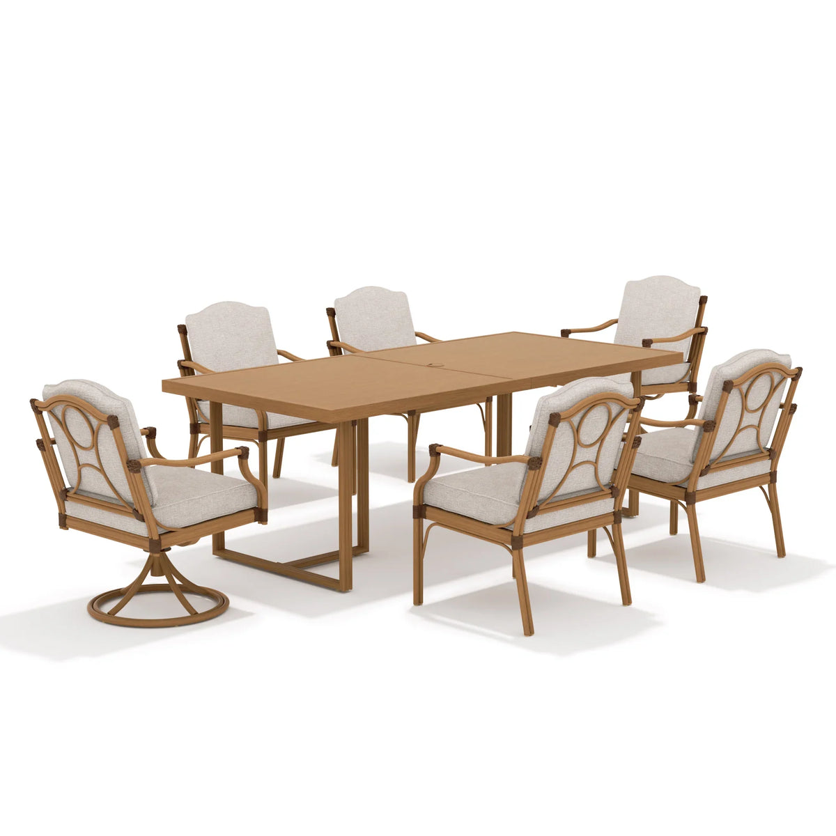 Arcadia 6 Person Patio Aluminum Rectangular Dining Set