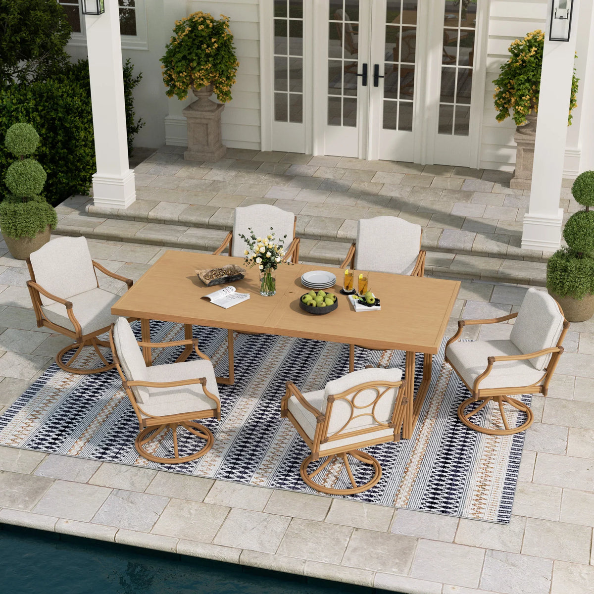 Arcadia 6 Person Patio Aluminum Rectangular Dining Set