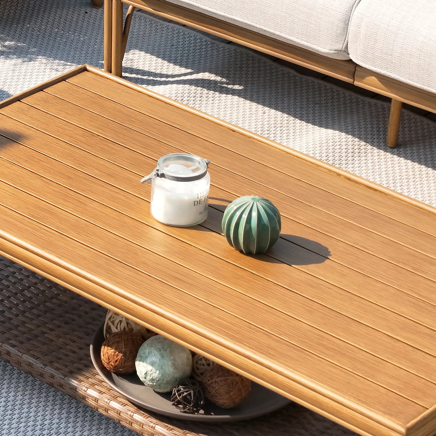 Arcadia Patio Sofa and 2 Swivel Chairs with Coffee Table