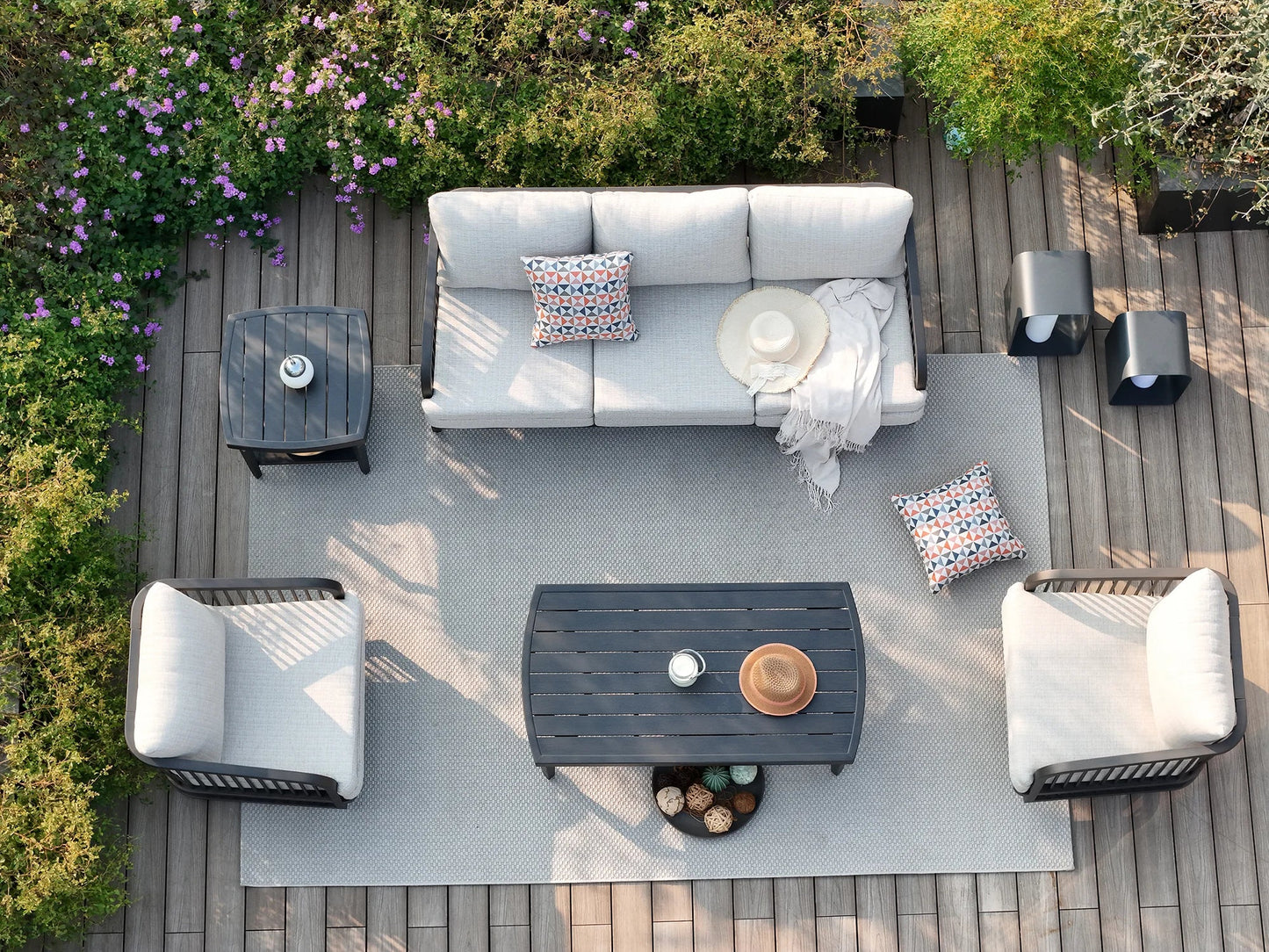 Asheville 5-Piece Aluminum Outdoor Swivel Conversation Set