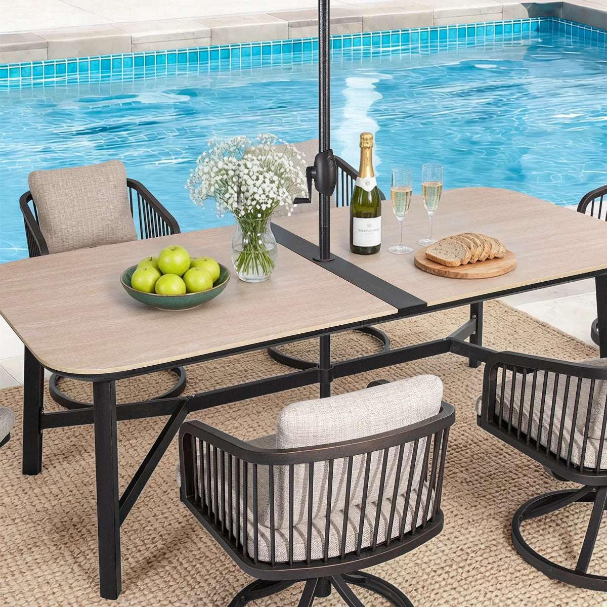 Asheville 7 Pieces Patio Rectangular Dining Table Set