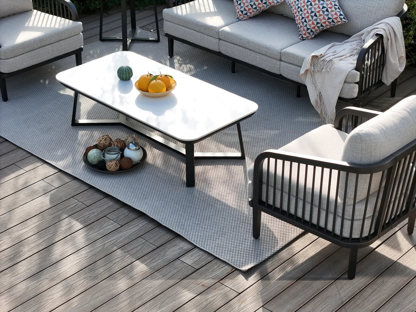 Asheville 4-Piece Aluminum Patio Deep Sofa Set With Sintered Stone Tables