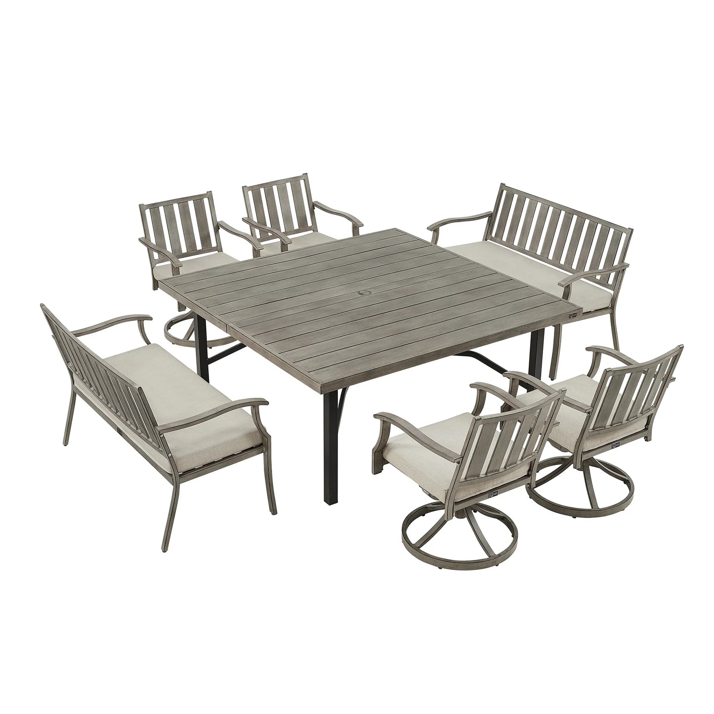 PEAKHOME Azur Outdoor Square Dining Table Set For 8-Person With Sunbrella® Cushions