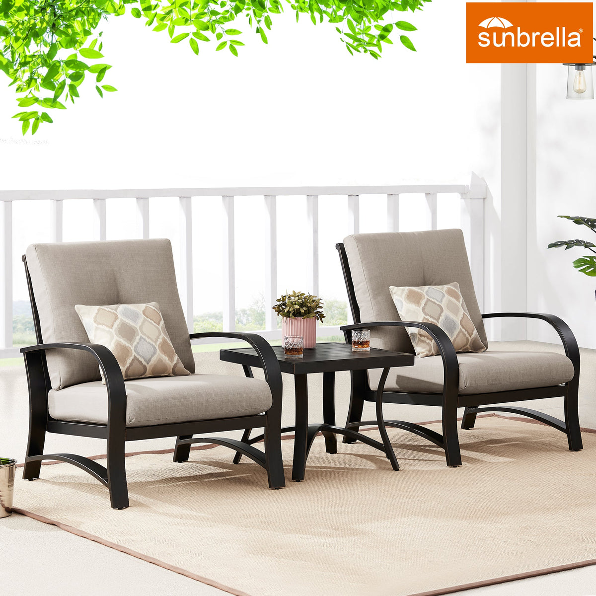 Chamber 2 Pieces Patio Fixed Chair and Side Table