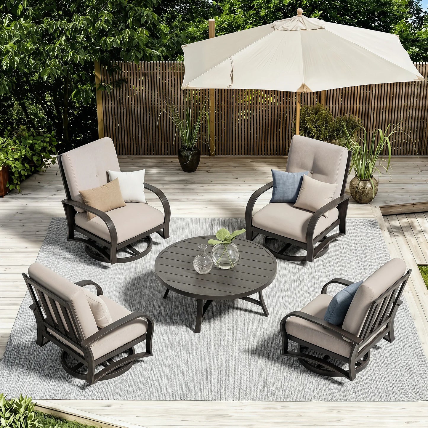 Chamber 4-Person Patio Swivel Chair Sets With Round Coffee Table