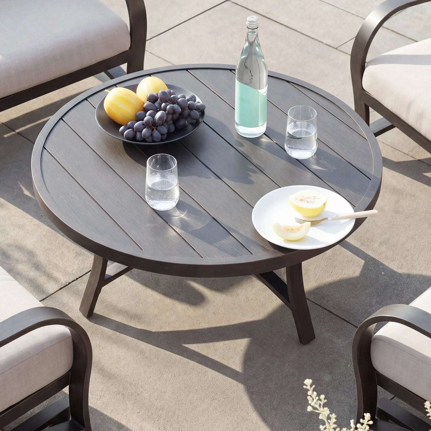 Chamber 4-Person Patio Swivel Chair Sets With Round Coffee Table