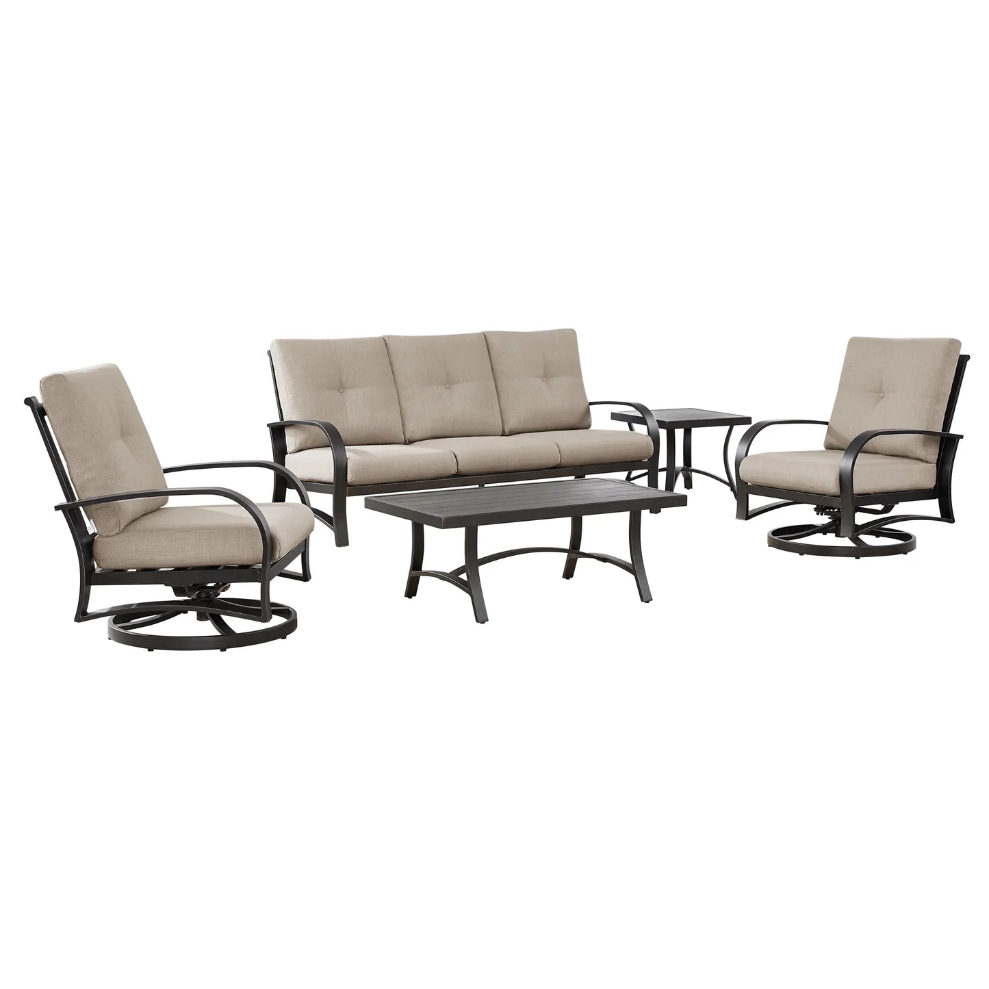 Chamber 5 Pieces Aluminum Outdoor Furniture Sofa Sets with Sunbrella® Cushions