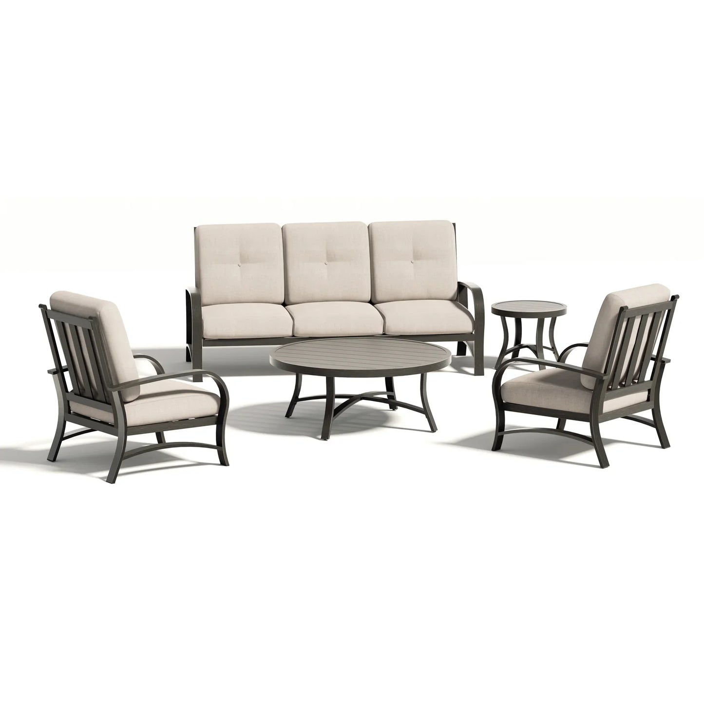 Chamber 5 Seat Patio Conversation Sofa Sets With Sunbrella® Cushions and Side Table