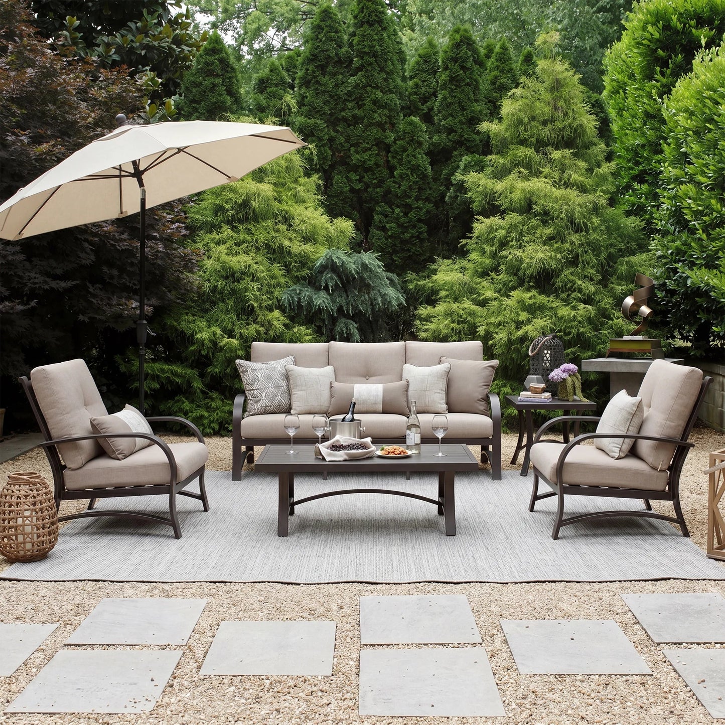 Chamber 5 Pieces Aluminum Patio Sofa Sets with Sunbrella® Cushions