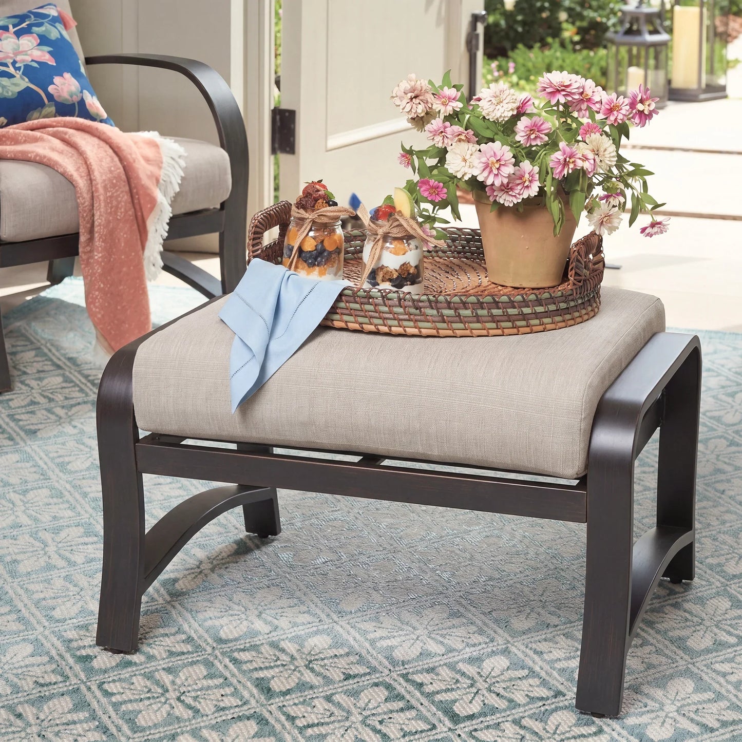 Chamber Outdoor Ottoman with Sunbrella® Cushion
