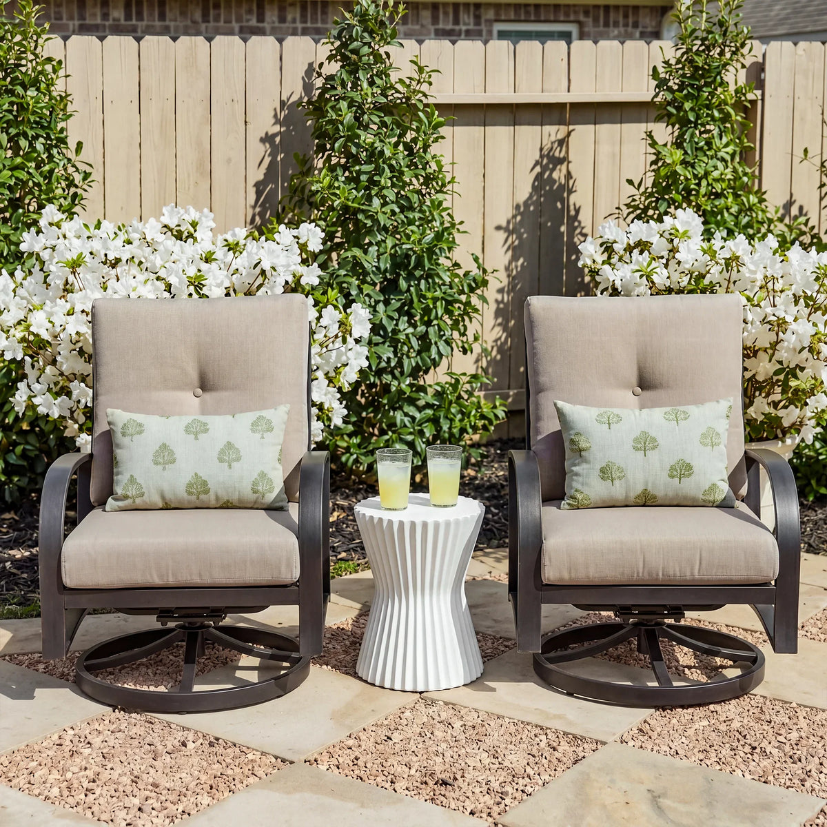 Chamber Patio Aluminum Swivel Club Chair with Sunbrella® Cushions