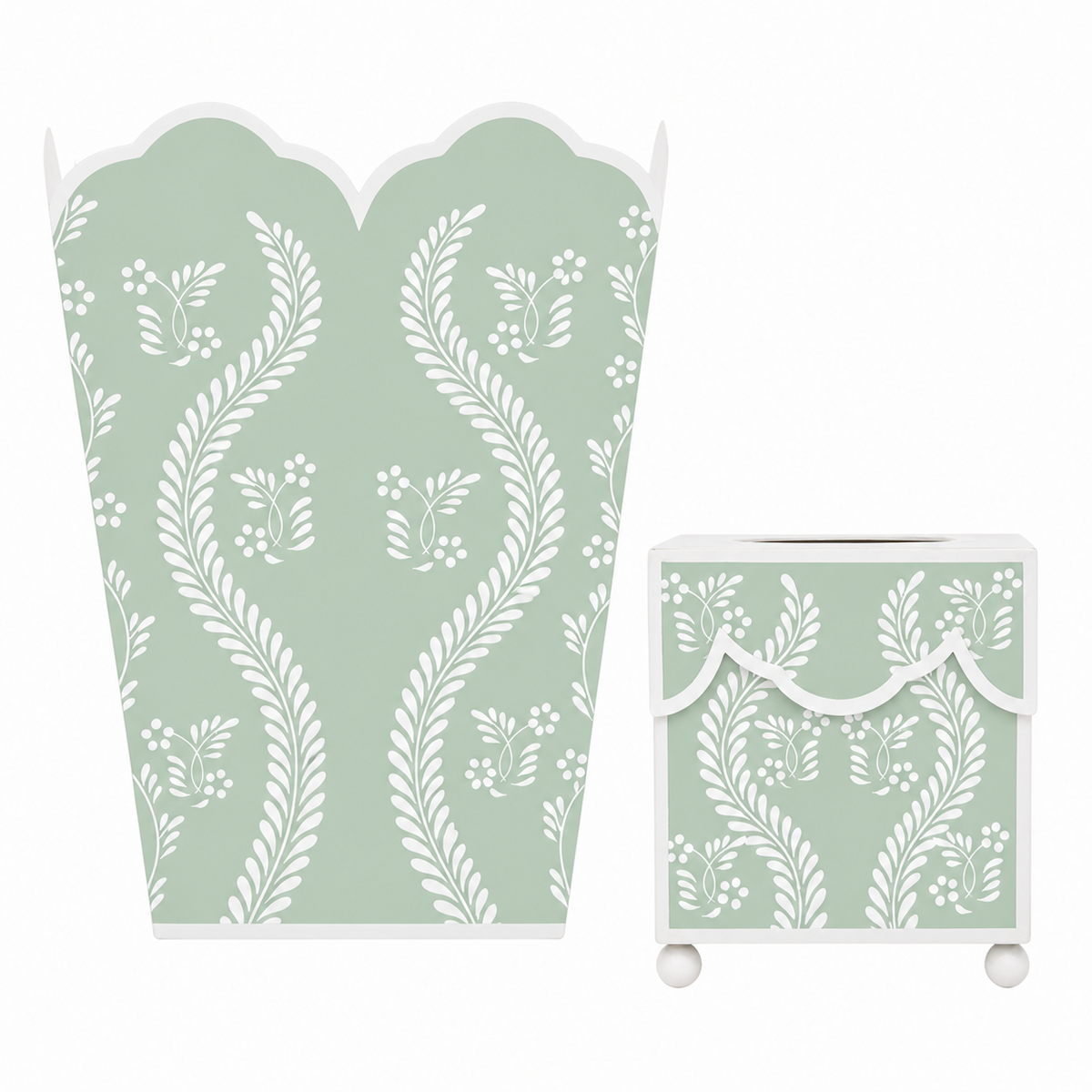 Sage Green Square Trellis Wastepaper Basket & Tissue Holder (3 Options)