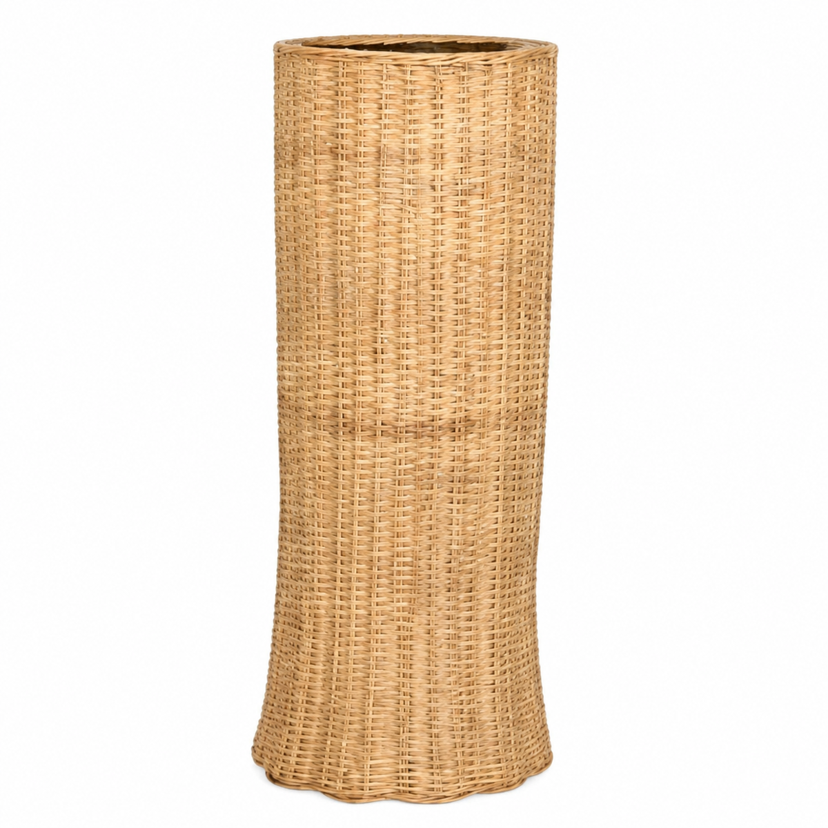 Round Scalloped Wicker Urn and Pedestal (2 Options)