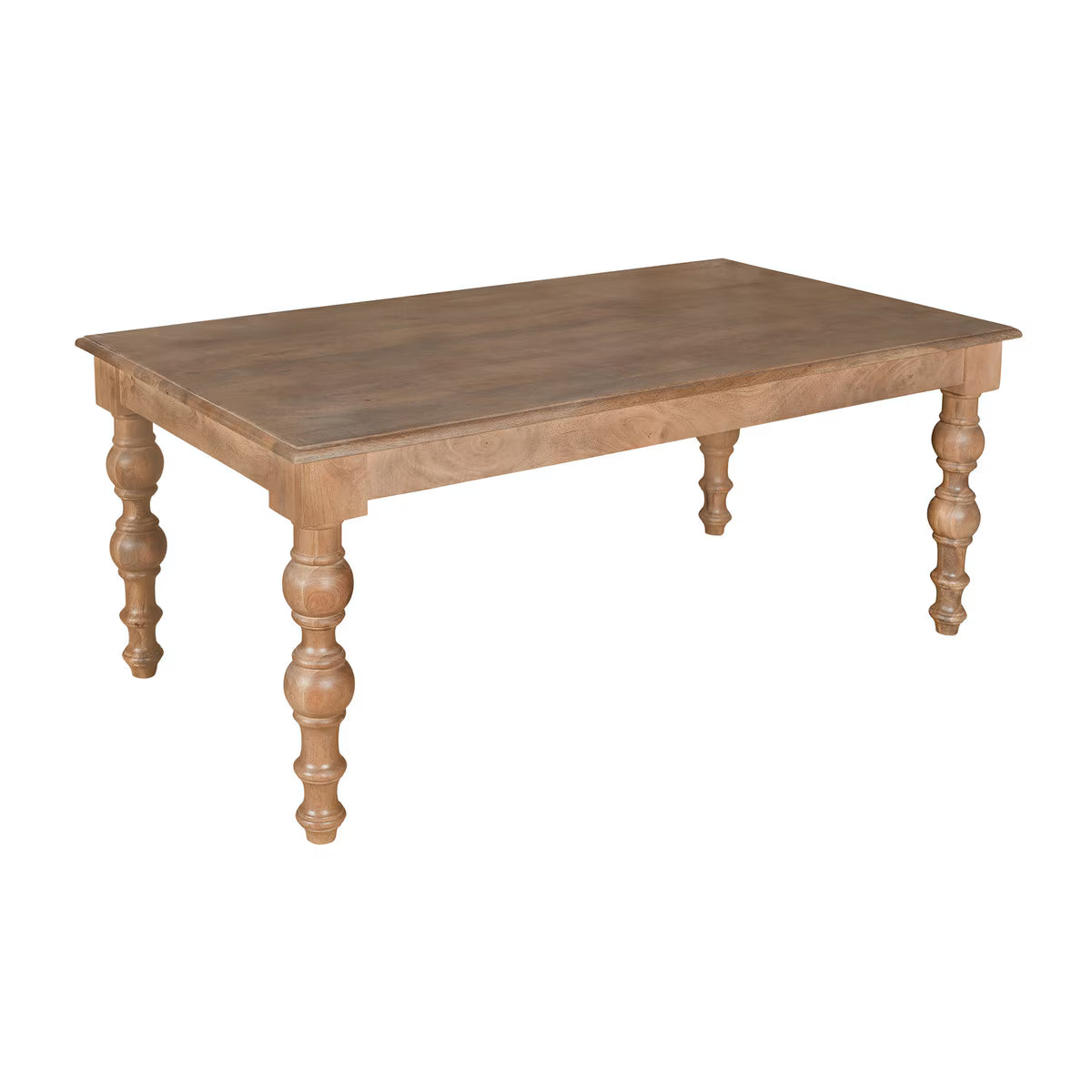 Linden Dining Table With Turned Legs, 74"W, Light Brown