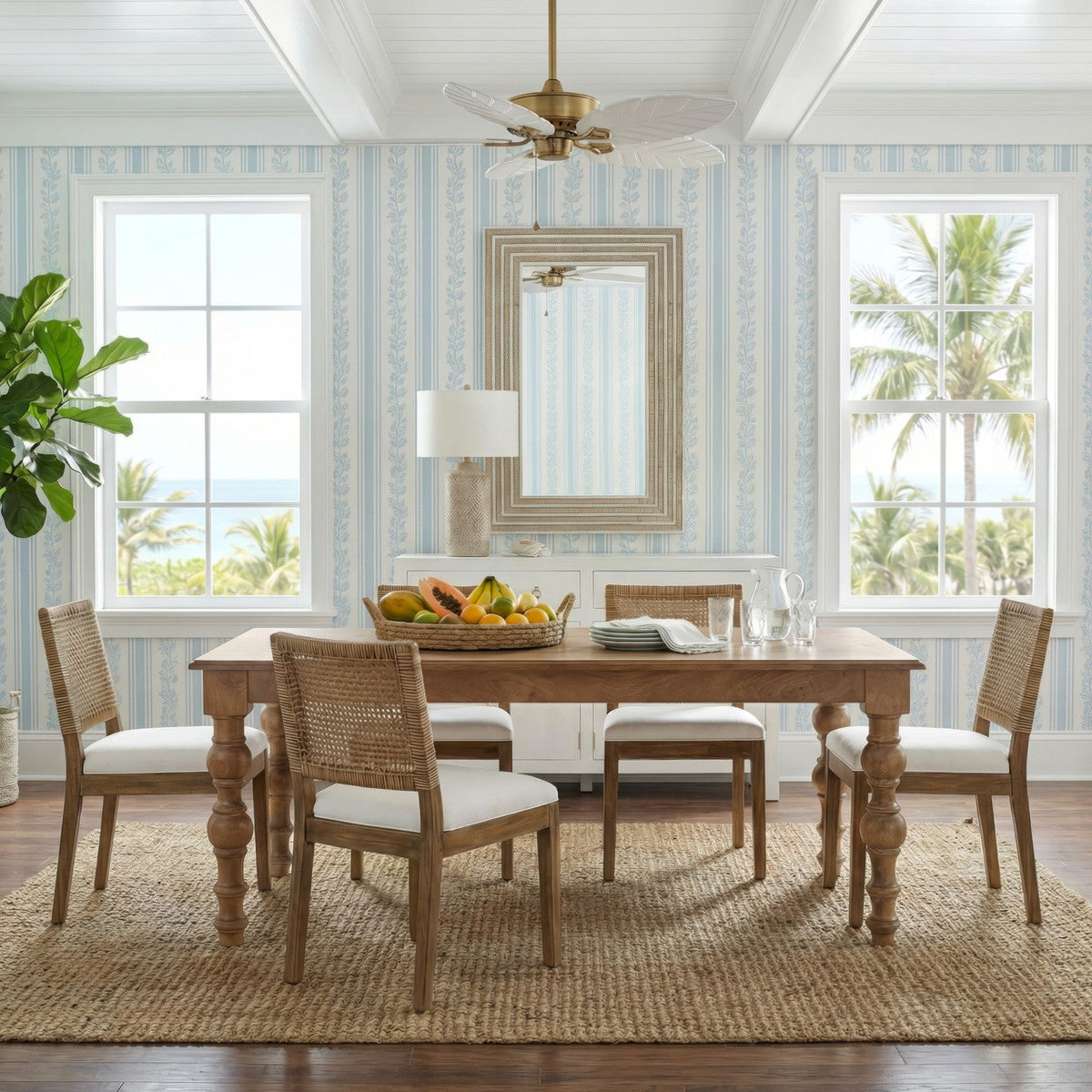 Linden Dining Table With Turned Legs, 74"W, Light Brown