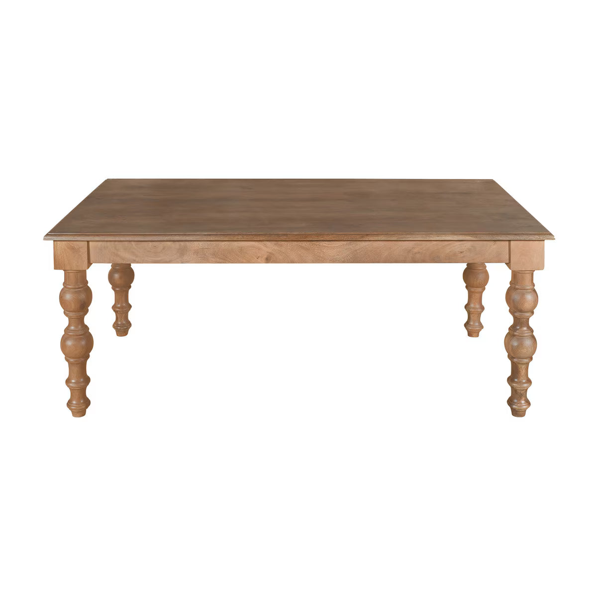 Linden Dining Table With Turned Legs, 74"W, Light Brown