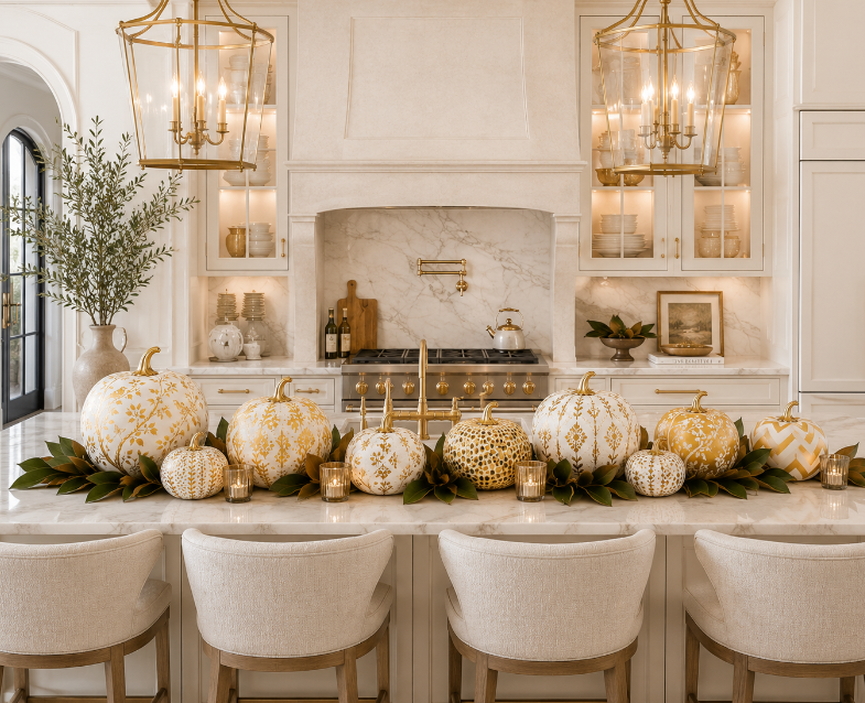 Gold Bird & Vine Pumpkin