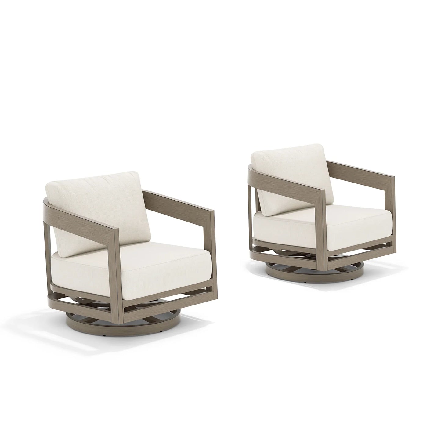 PEAKHOME Harmonti Outdoor Aluminum Swivel Club Chair With Cushions Set of 2