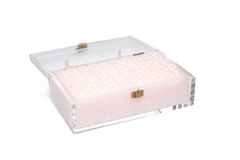 Royal Palm - Mahjong Tile Display Case - Brass & Raffia
