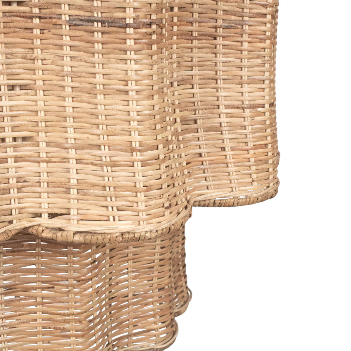 Nilo Scallop Rattan Woven 2 Tier Pendant Light, 32"W, Natural *PRE-ORDER*