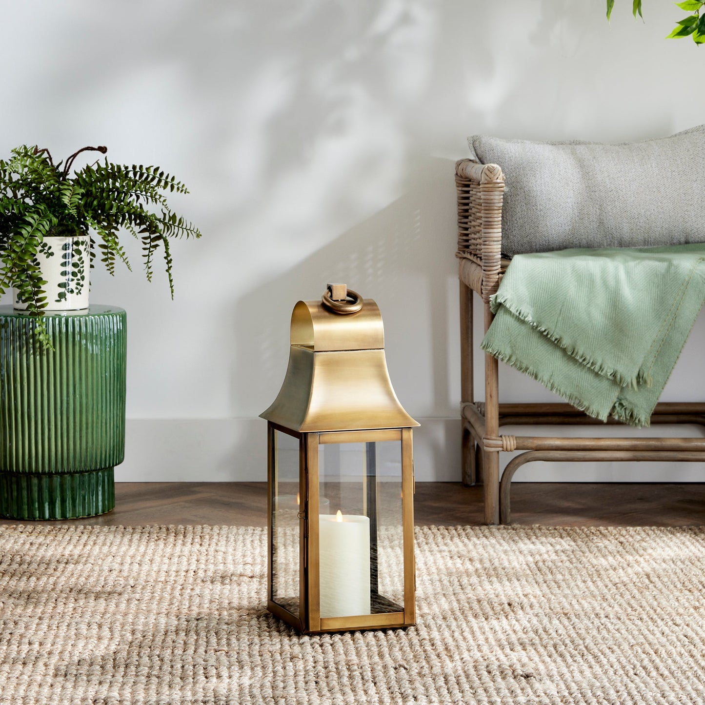 Geneva Lantern, Small Antique Brass