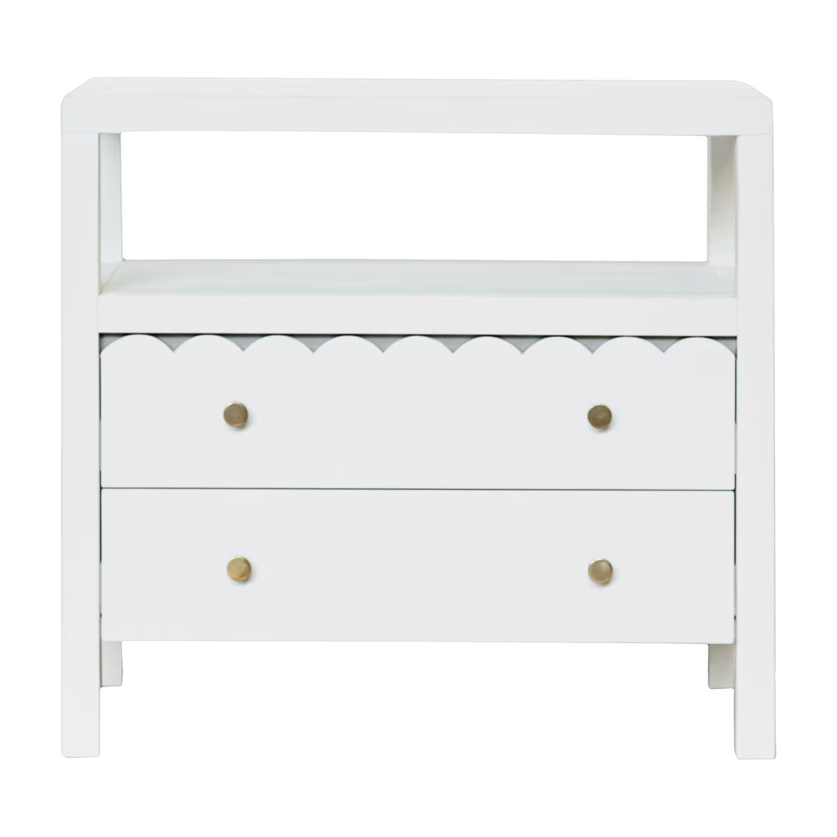 Maribelle Scallop Nightstand, 28"W, Off-White