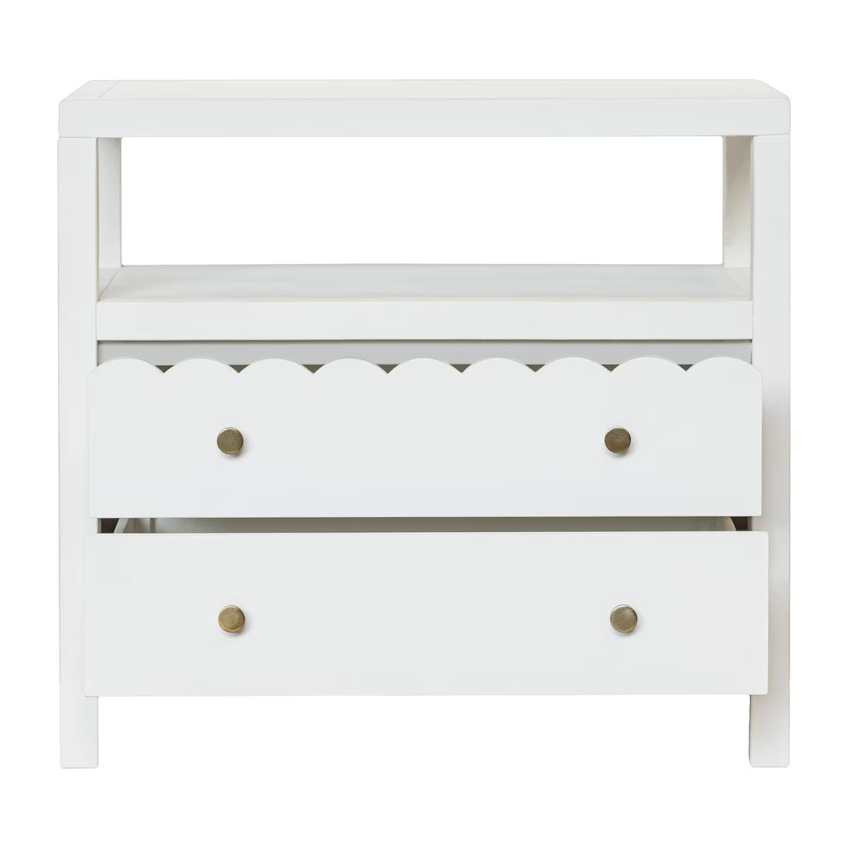 Maribelle Scallop Nightstand, 28"W, Off-White