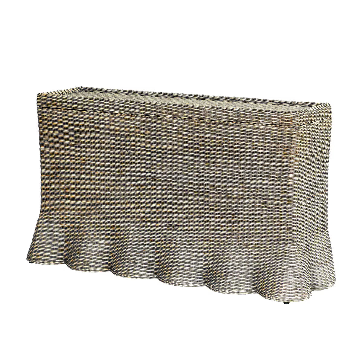 Millie Rattan Woven Console Table, 55''W, Antique Natural (Pre-Order)