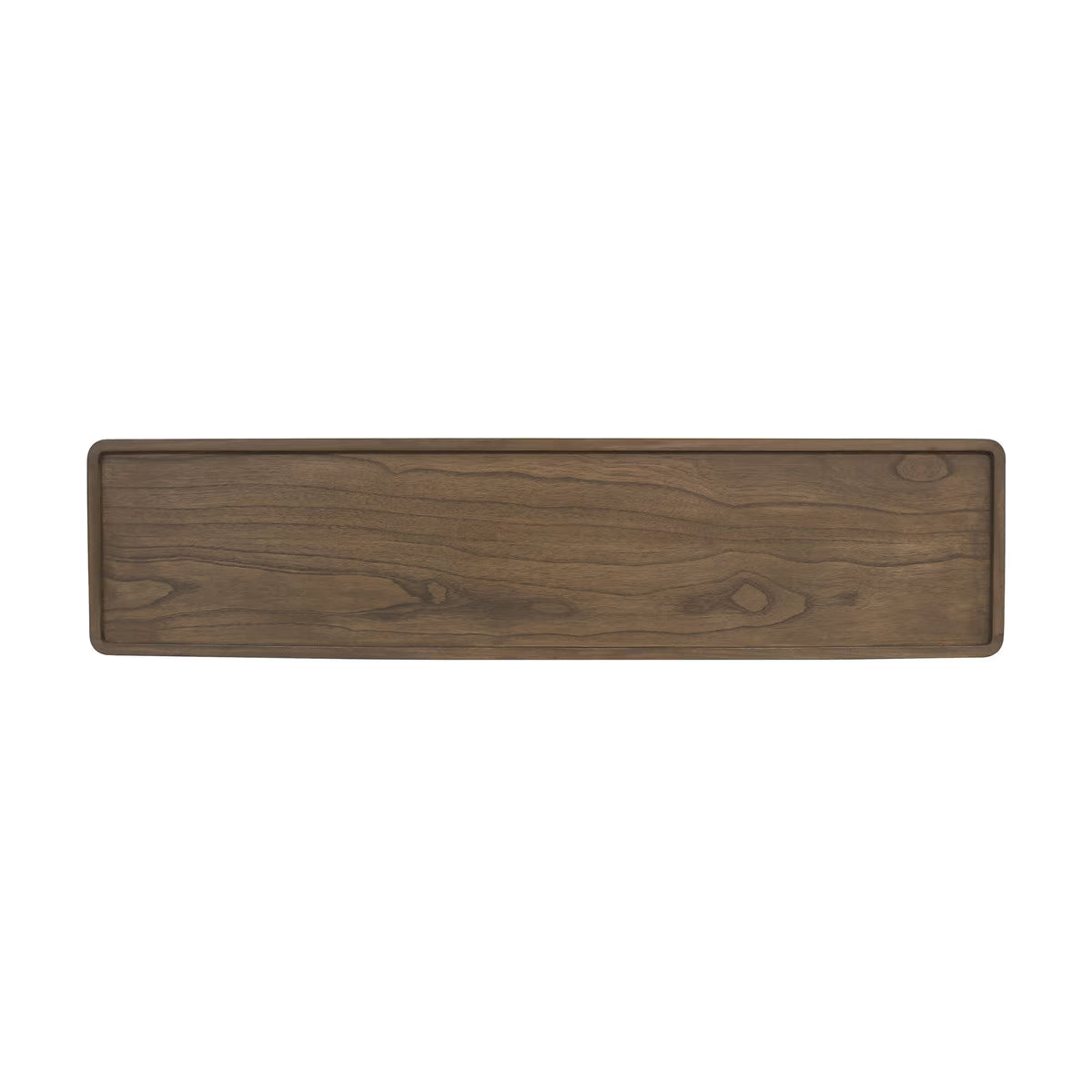 Asher Tray Top Console Table With Rush Shelf, 58"W, Chestnut Brown