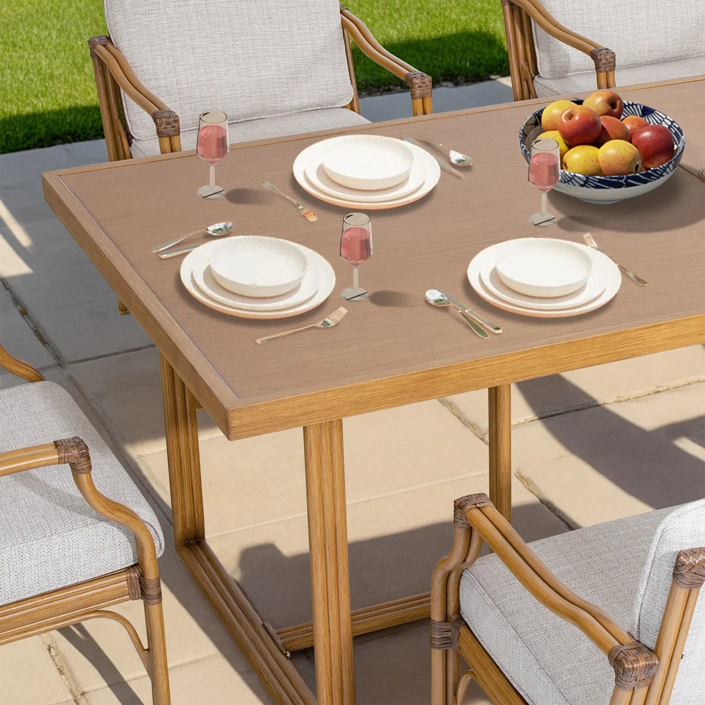 Arcadia Weather-Resistant Outdoor 84"L Dining Table and 6 Armchair