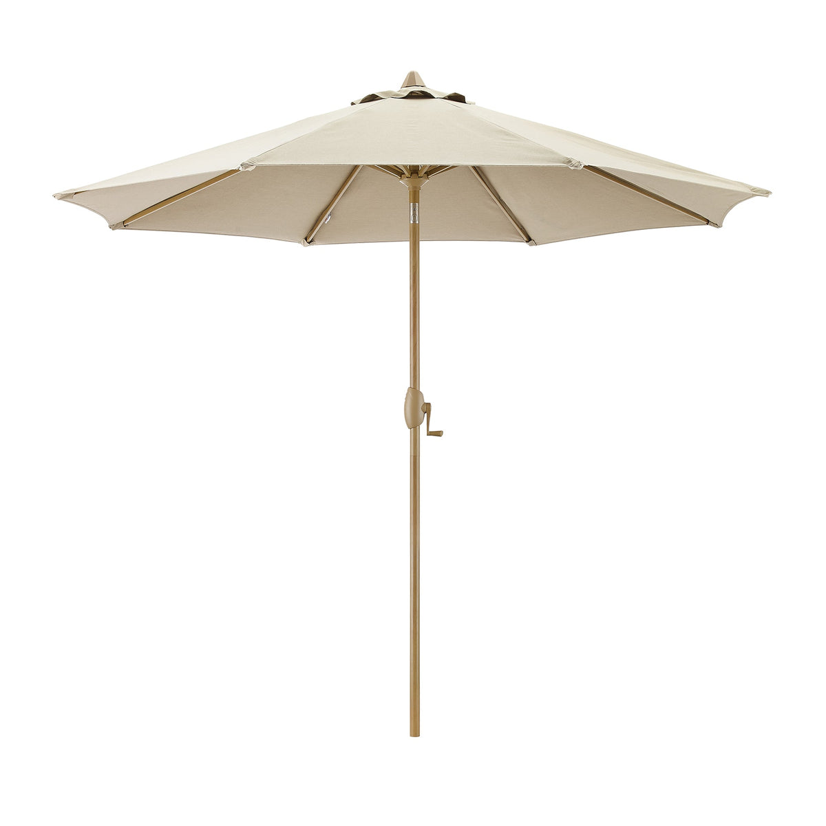 PATIO TREE Patio Umbrella Manual Tilt With Natural Wood Grain Frame (Sunbrella® Heather Beige)