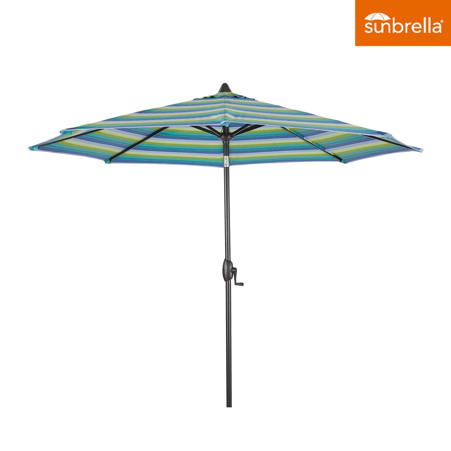 PATIO TREE 9Ft Round Cabana Stripe Market Umbrella with Sunbrella® Fabric (Seville Seaside)